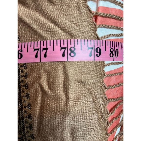 Modern Bohochic Brown/Turquoise/Red Paisley Design Table Runner Fringe 27"x 79" - Picture 8 of 8